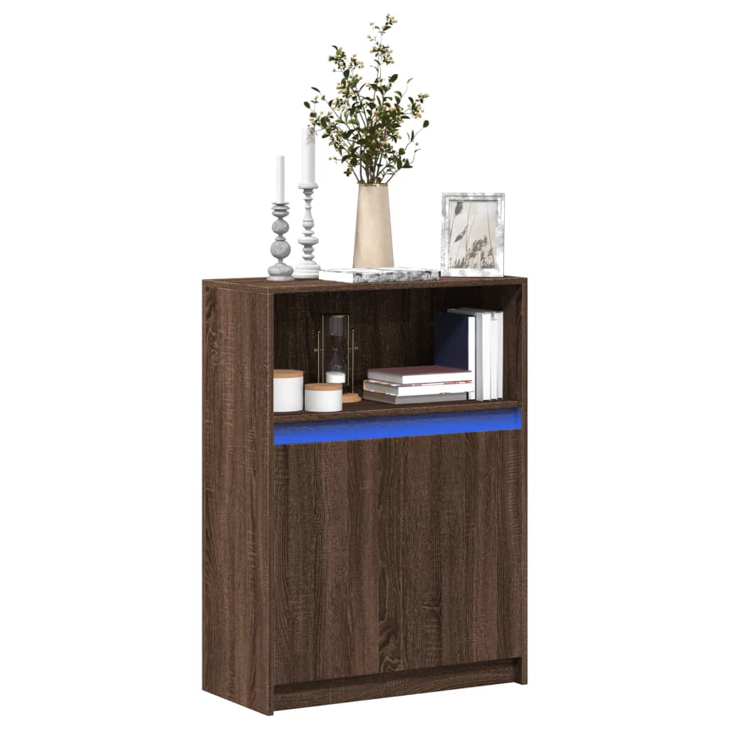 Credenza con LED Rovere Marrone 72x34x100 cm Legno Multistrato - homemem39