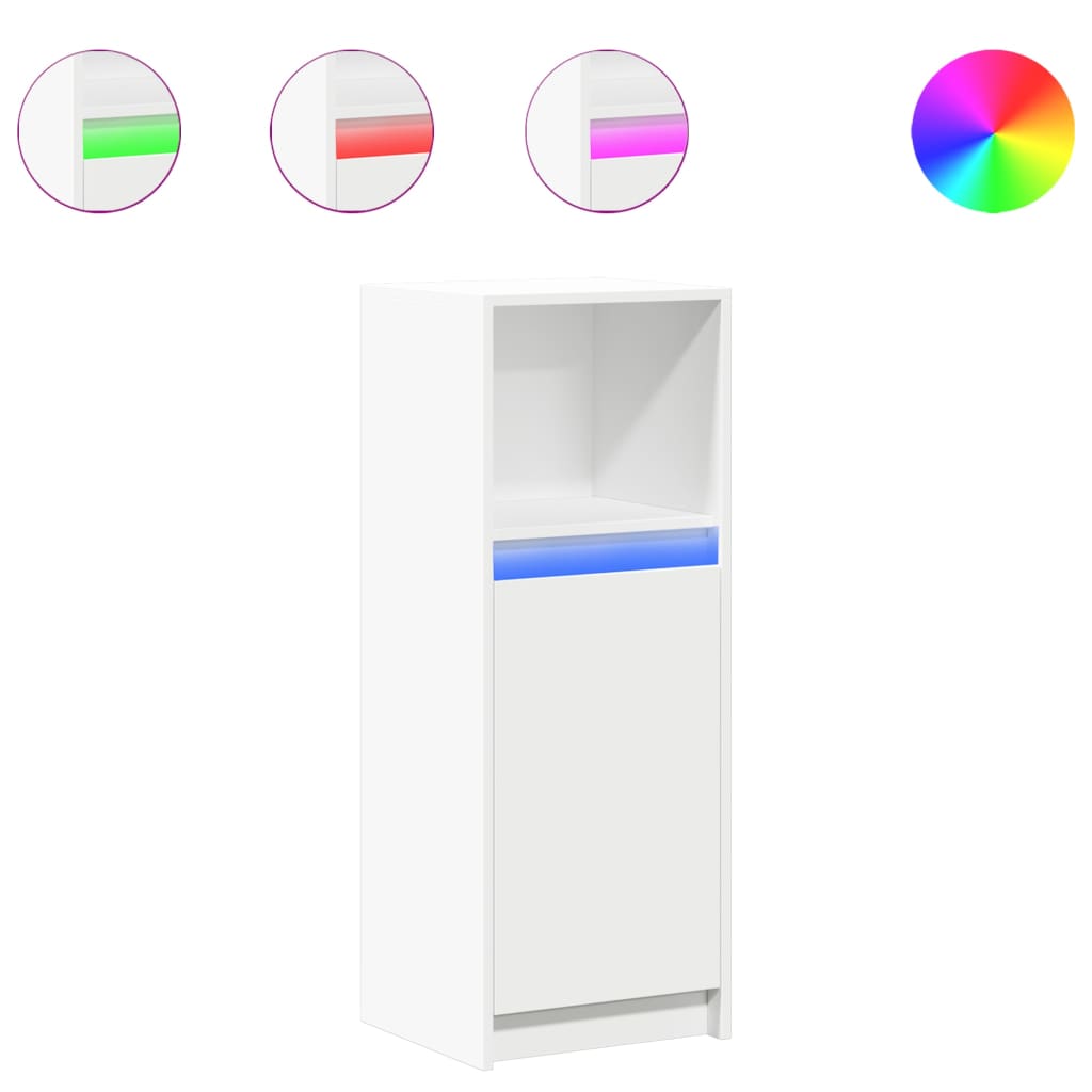 Credenza con LED Bianca 38x34x100 cm in Legno Multistrato - homemem39