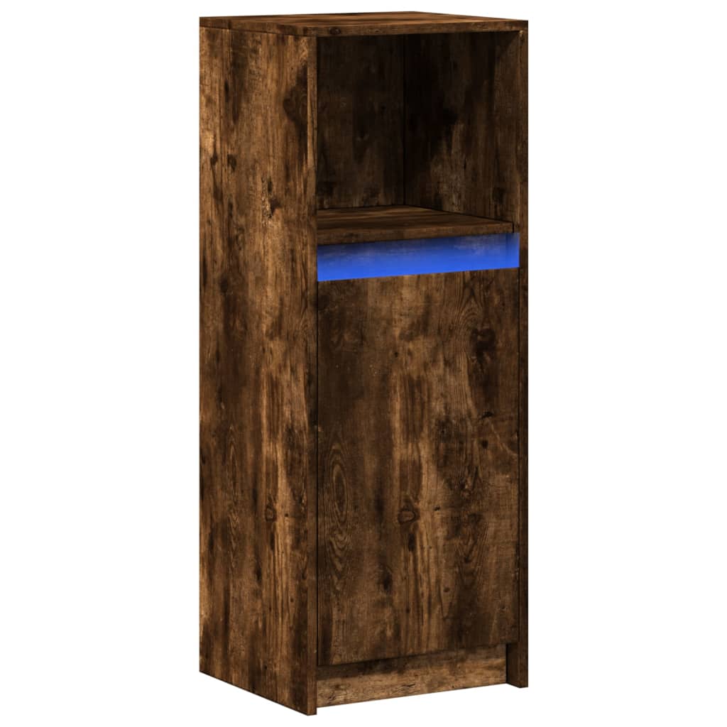 Credenza con LED Rovere Fumo 38x34x100 cm in Legno Multistrato - homemem39
