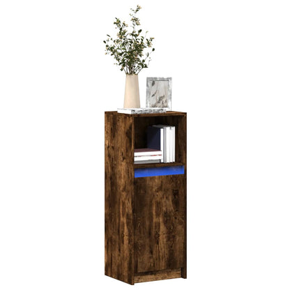 Credenza con LED Rovere Fumo 38x34x100 cm in Legno Multistrato - homemem39