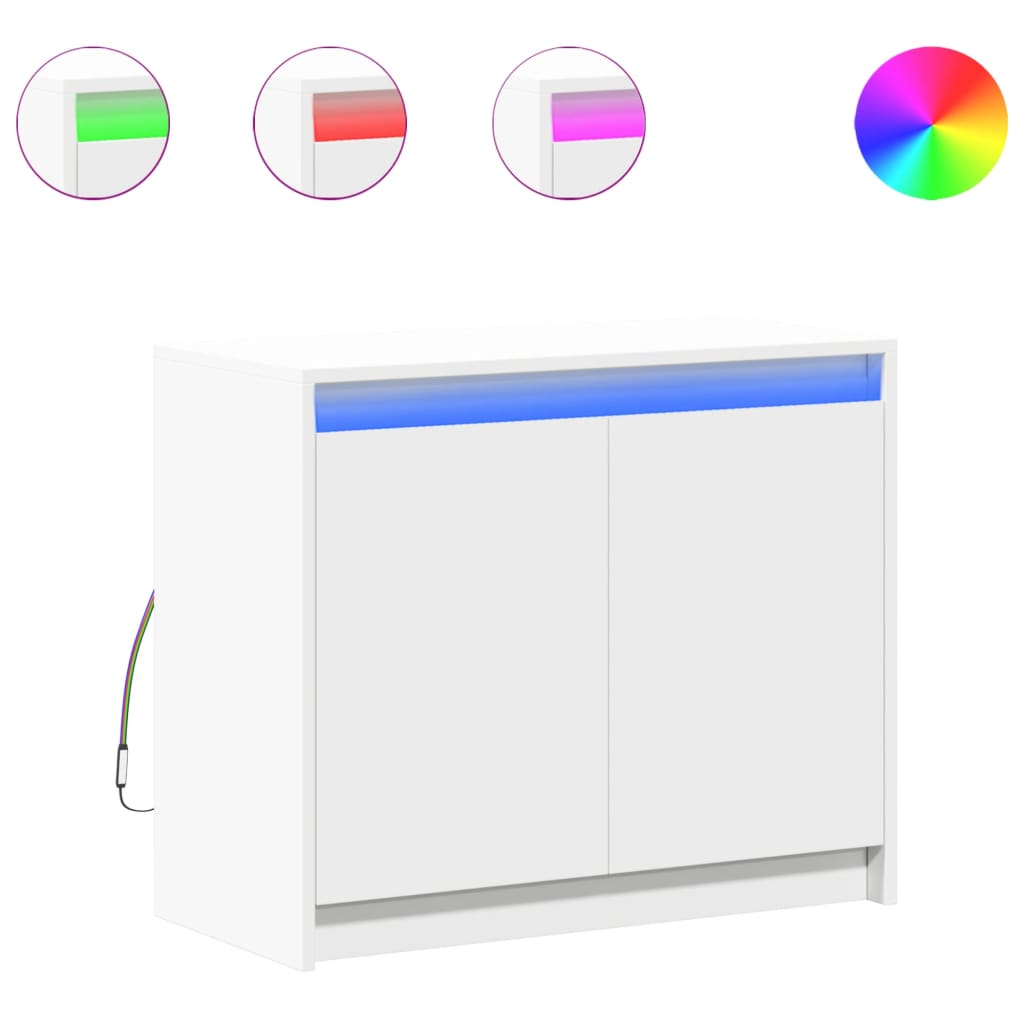 Credenza con LED Bianca 72x34x61 cm in Legno Multistrato - homemem39