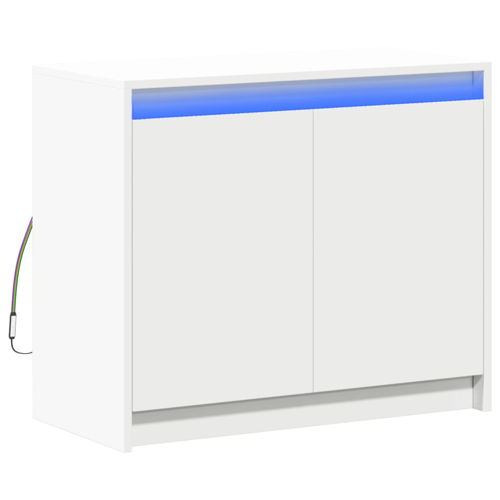 Credenza con LED Bianca 72x34x61 cm in Legno Multistrato - homemem39