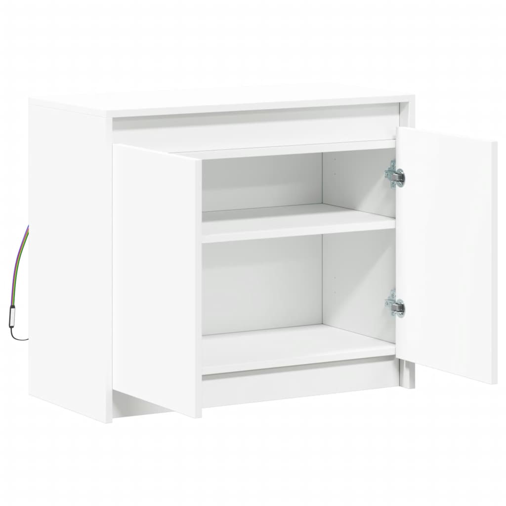 Credenza con LED Bianca 72x34x61 cm in Legno Multistrato - homemem39
