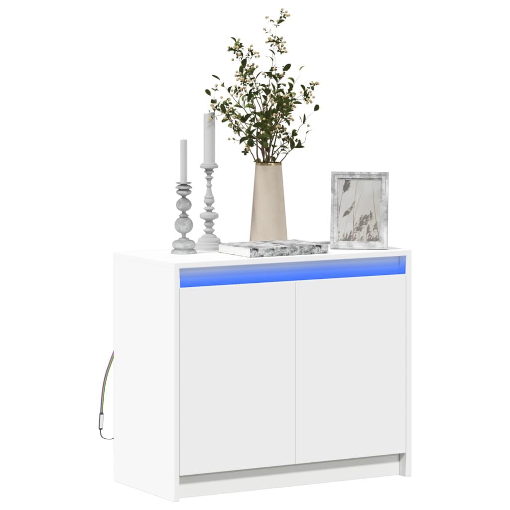Credenza con LED Bianca 72x34x61 cm in Legno Multistrato - homemem39