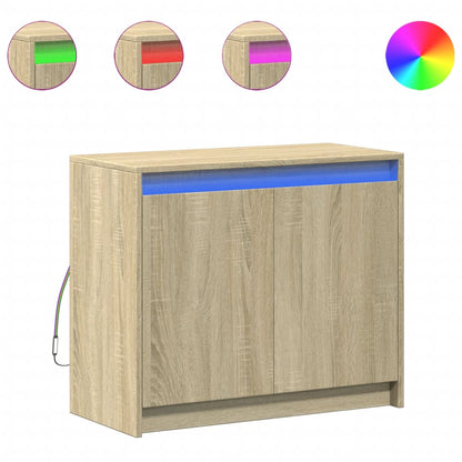 Credenza con LED Rovere Sonoma 72x34x61 cm in Legno Multistrato - homemem39