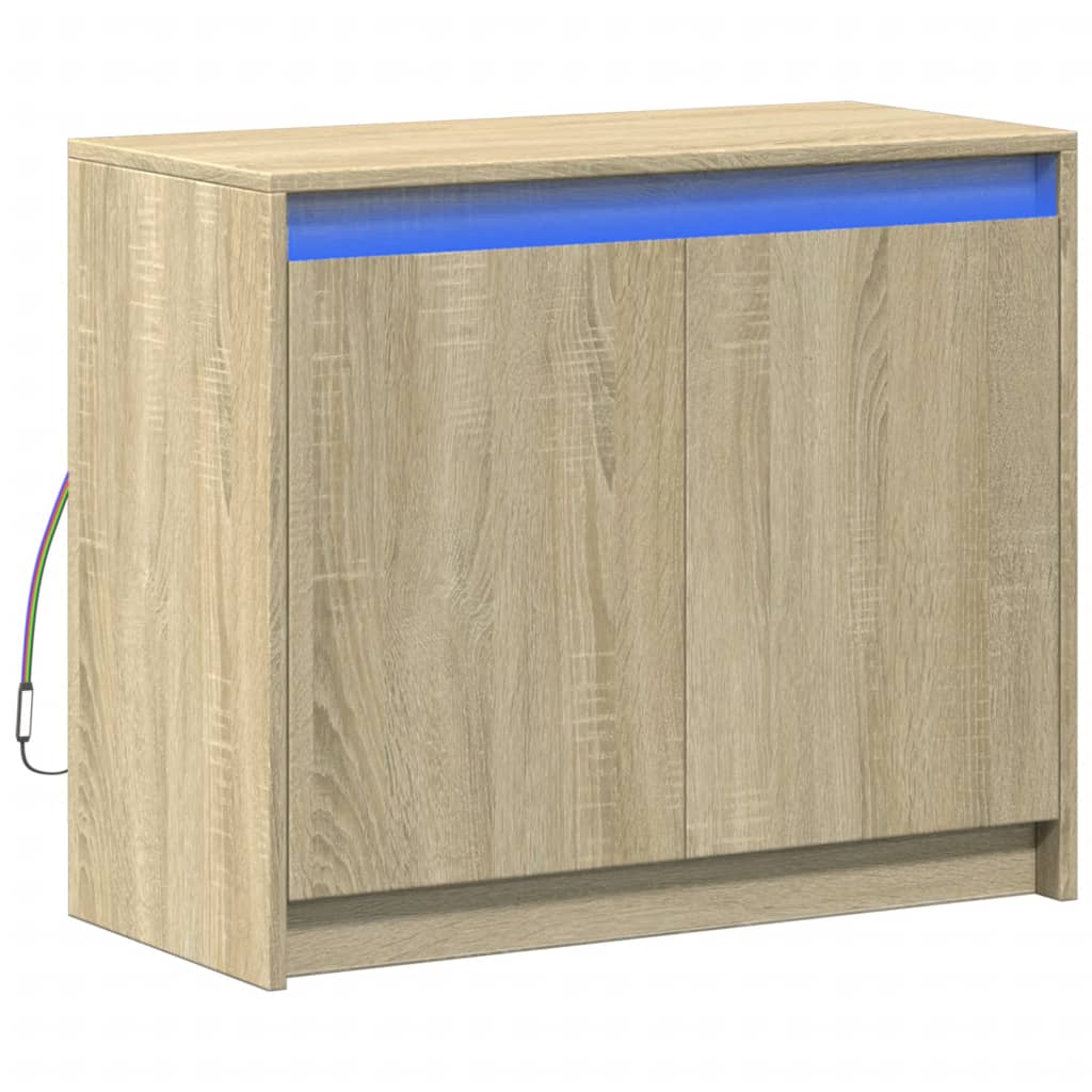 Credenza con LED Rovere Sonoma 72x34x61 cm in Legno Multistrato - homemem39