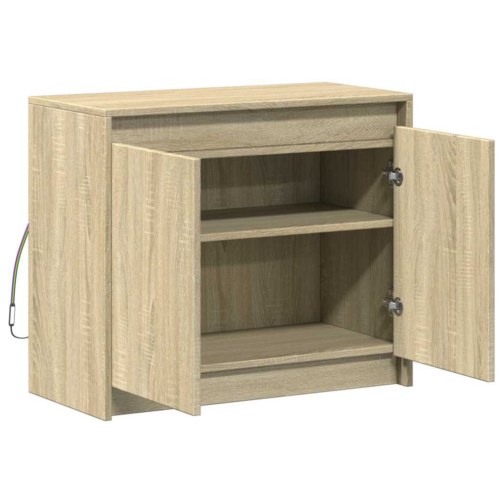 Credenza con LED Rovere Sonoma 72x34x61 cm in Legno Multistrato - homemem39