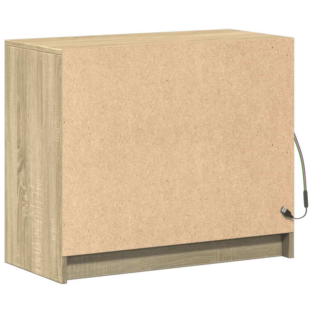 Credenza con LED Rovere Sonoma 72x34x61 cm in Legno Multistrato - homemem39