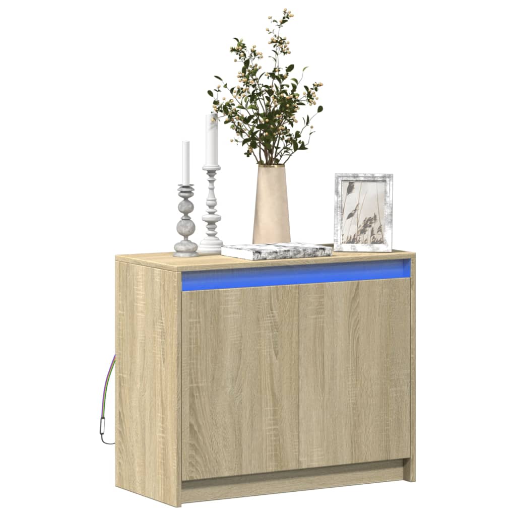 Credenza con LED Rovere Sonoma 72x34x61 cm in Legno Multistrato - homemem39