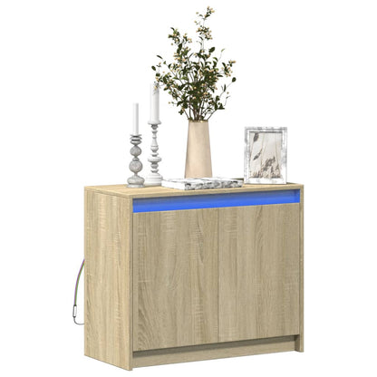 Credenza con LED Rovere Sonoma 72x34x61 cm in Legno Multistrato - homemem39