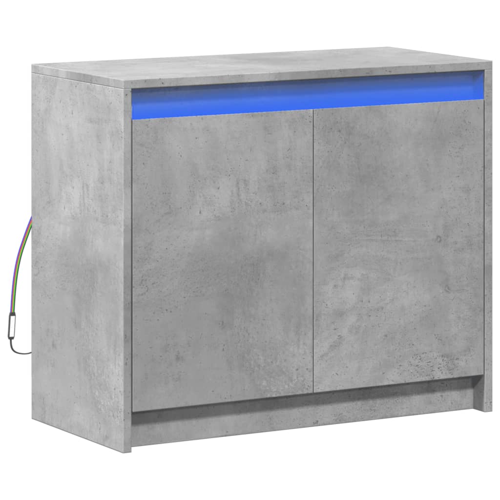 Credenza con LED Grigio Cemento 72x34x61 cm Legno Multistrato - homemem39