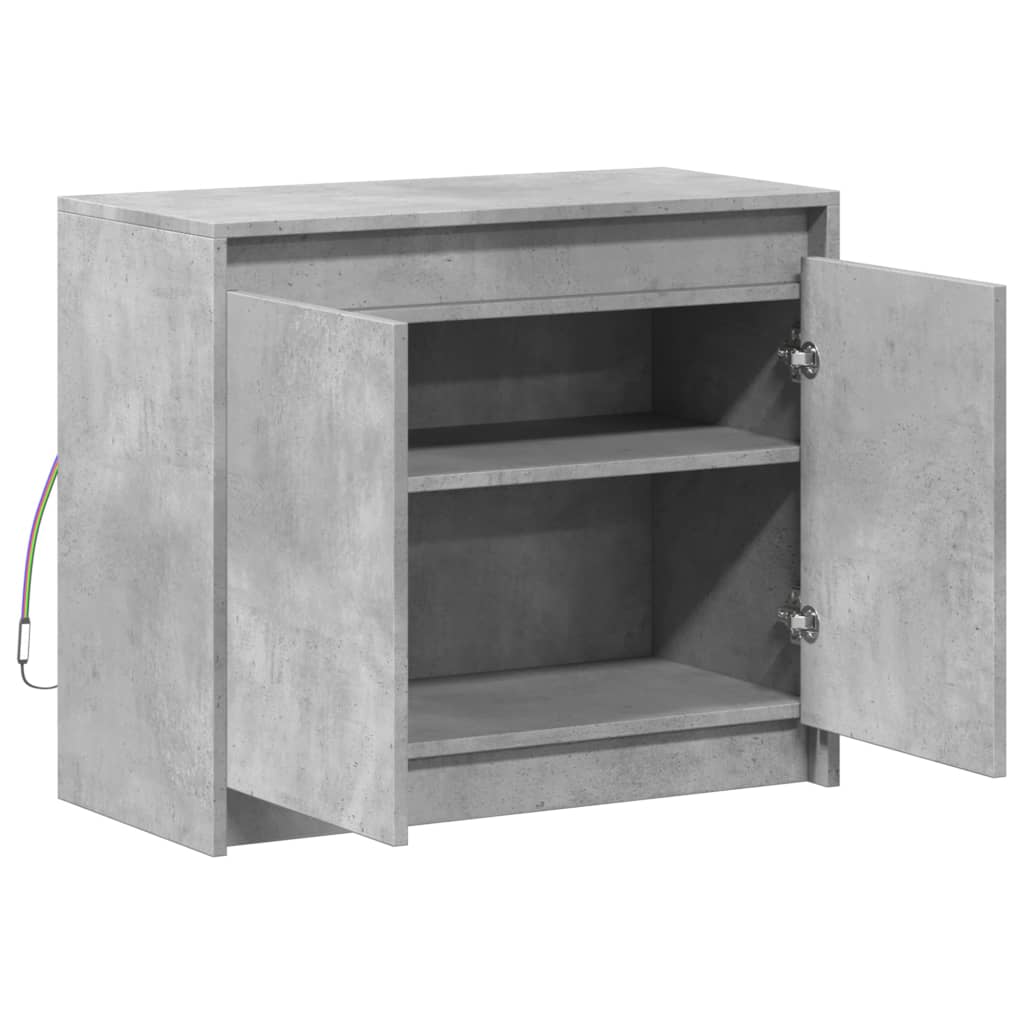 Credenza con LED Grigio Cemento 72x34x61 cm Legno Multistrato - homemem39
