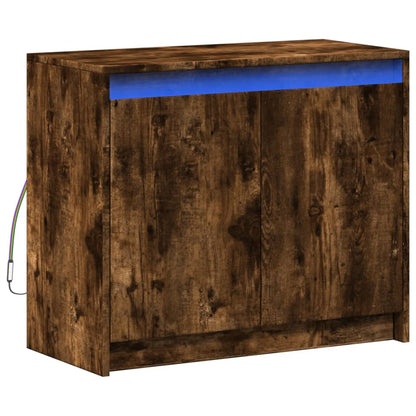 Credenza con LED Rovere Fumo 72x34x61 cm in Legno Multistrato - homemem39