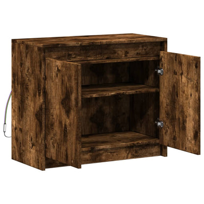 Credenza con LED Rovere Fumo 72x34x61 cm in Legno Multistrato - homemem39