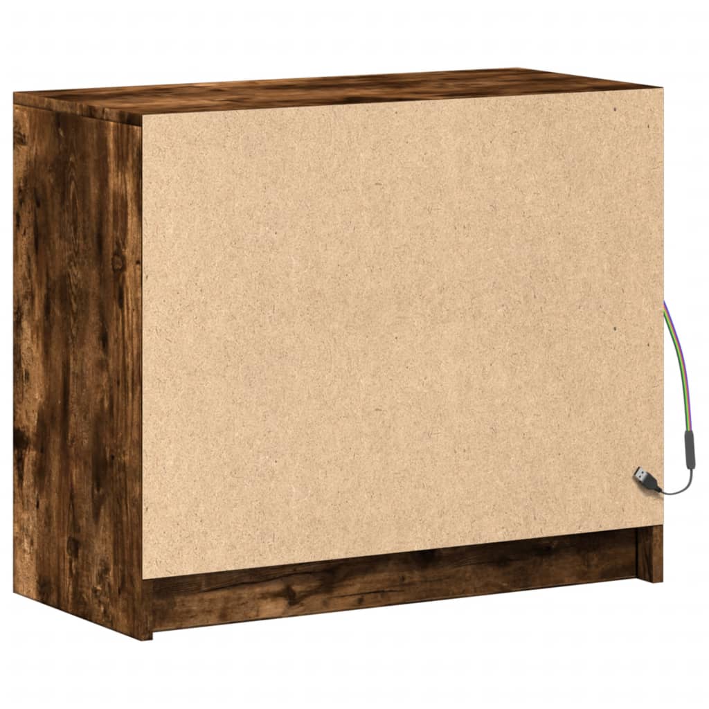 Credenza con LED Rovere Fumo 72x34x61 cm in Legno Multistrato - homemem39