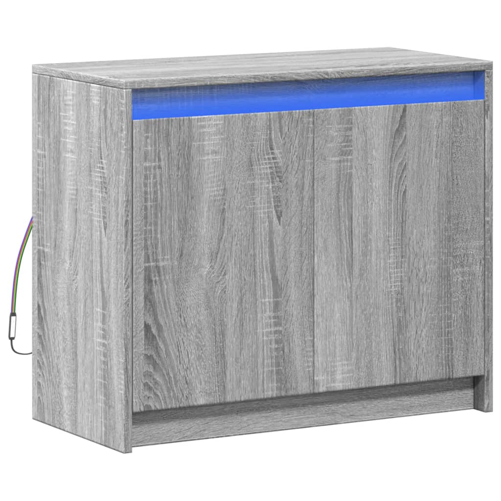 Credenza con LED Grigio Sonoma 72x34x61 cm in Legno Multistrato - homemem39