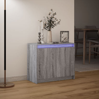 Credenza con LED Grigio Sonoma 72x34x61 cm in Legno Multistrato - homemem39