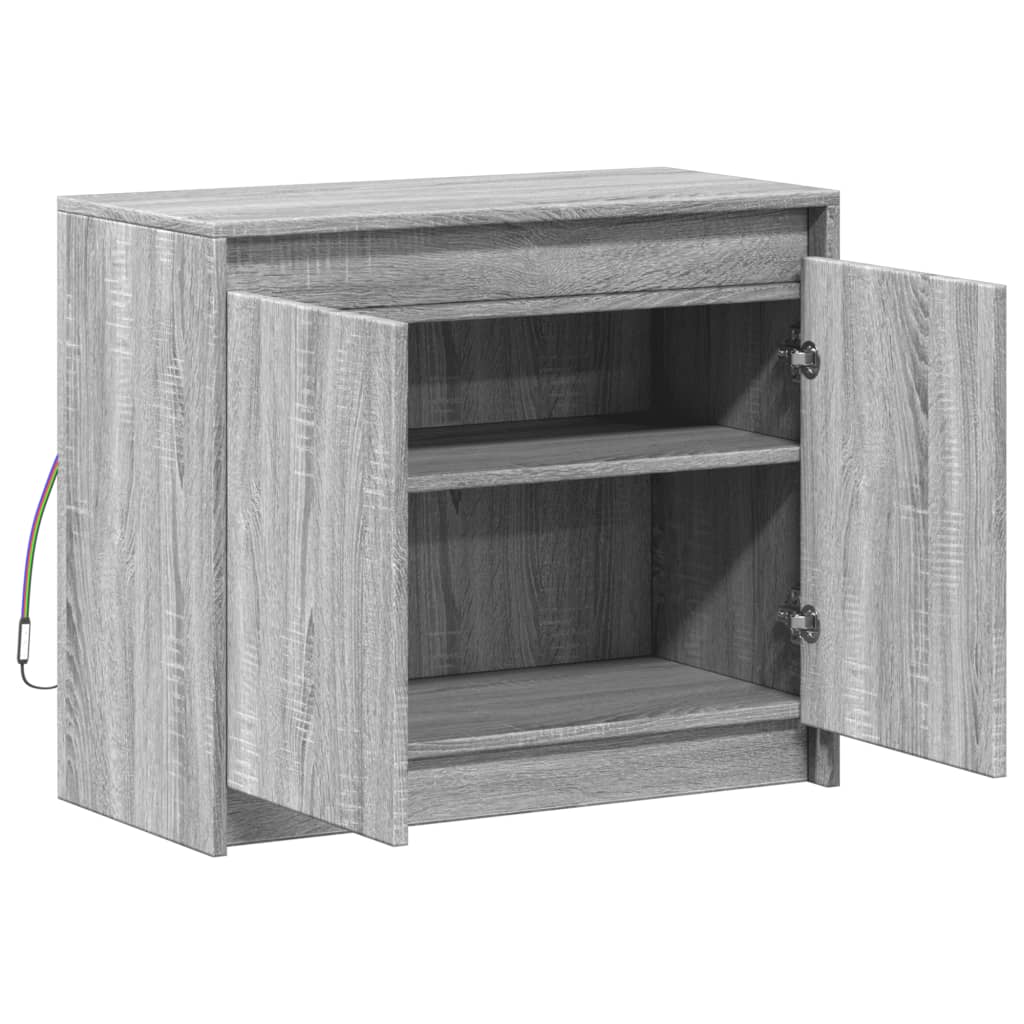 Credenza con LED Grigio Sonoma 72x34x61 cm in Legno Multistrato - homemem39