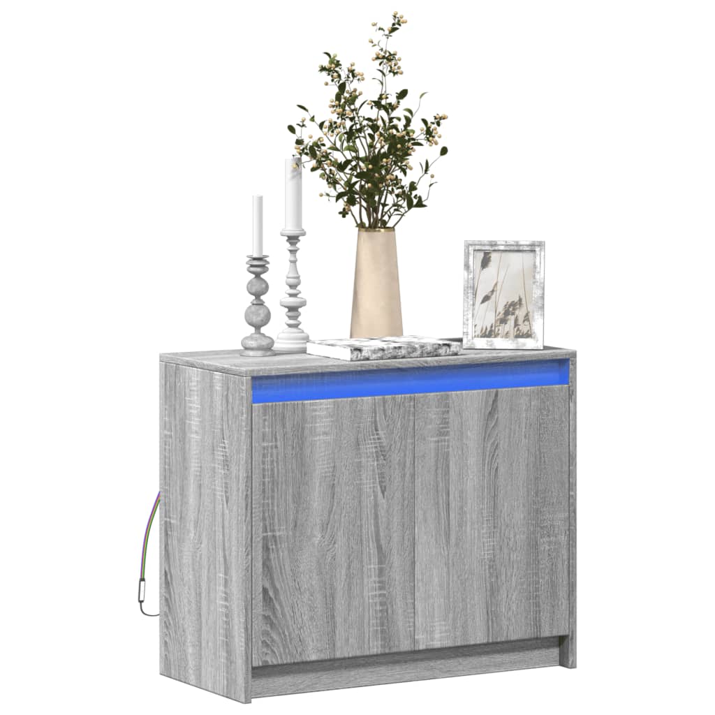 Credenza con LED Grigio Sonoma 72x34x61 cm in Legno Multistrato - homemem39