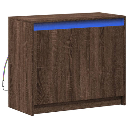 Credenza con LED Rovere Marrone 72x34x61 cm Legno Multistrato - homemem39