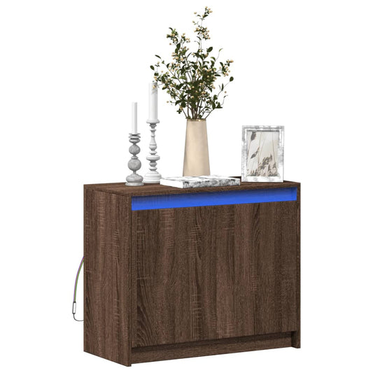 Credenza con LED Rovere Marrone 72x34x61 cm Legno Multistrato - homemem39