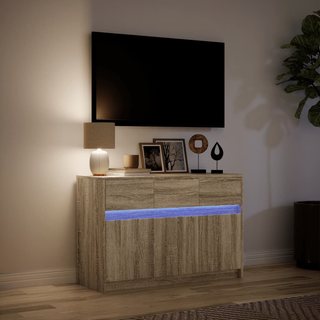 Mobile Porta TV con LED Rovere Sonoma 91x34x61 cm in Truciolato - homemem39