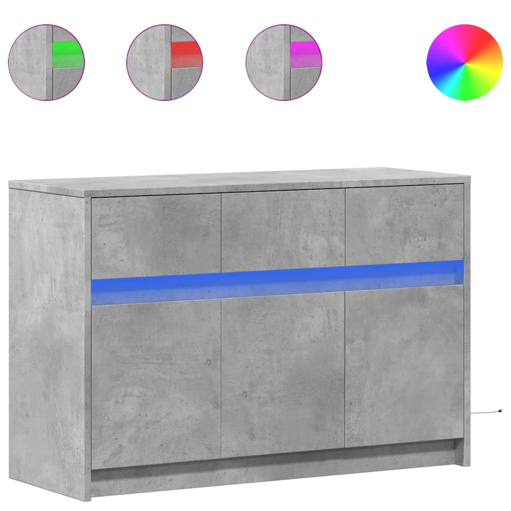 Mobile Porta TV con LED Grigio Cemento 91x34x61 cm Truciolato