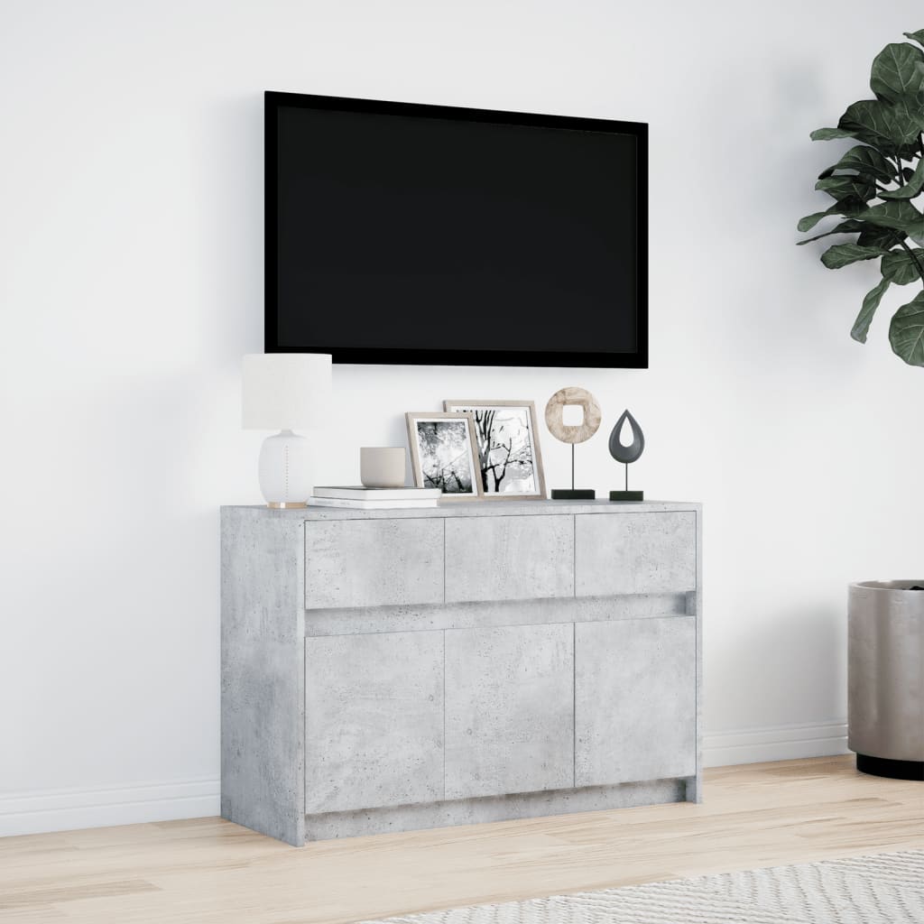 Mobile Porta TV con LED Grigio Cemento 91x34x61 cm Truciolato