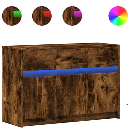 Mobile Porta TV con LED Rovere Fumo 91x34x61 cm in Truciolato - homemem39