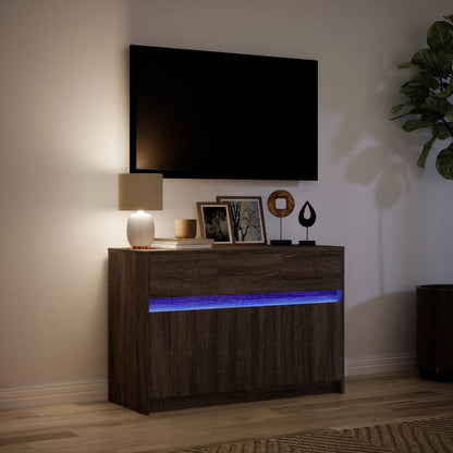 Mobile Porta TV con LED Rovere Marrone 91x34x61 cm Truciolato - homemem39