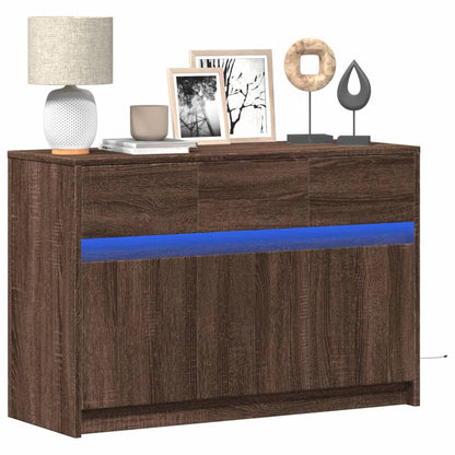 Mobile Porta TV con LED Rovere Marrone 91x34x61 cm Truciolato - homemem39