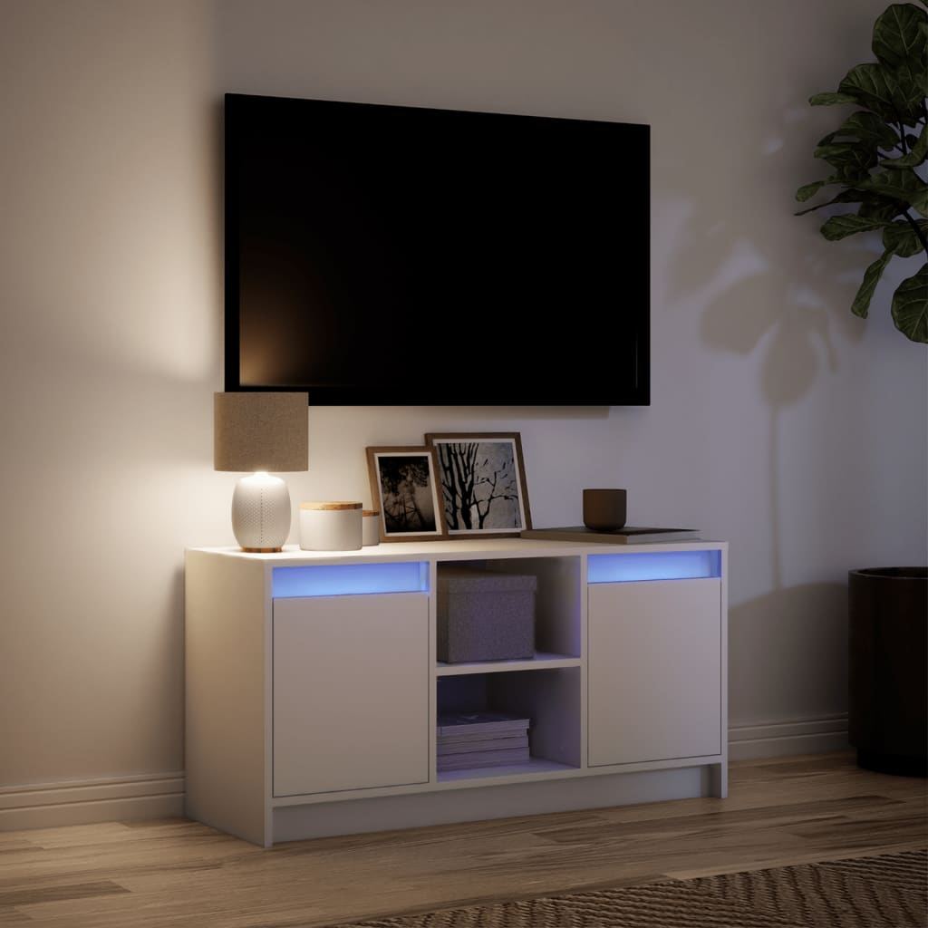 Mobile Porta TV con LED Bianco 100x34x50 cm in Truciolato | homemem39