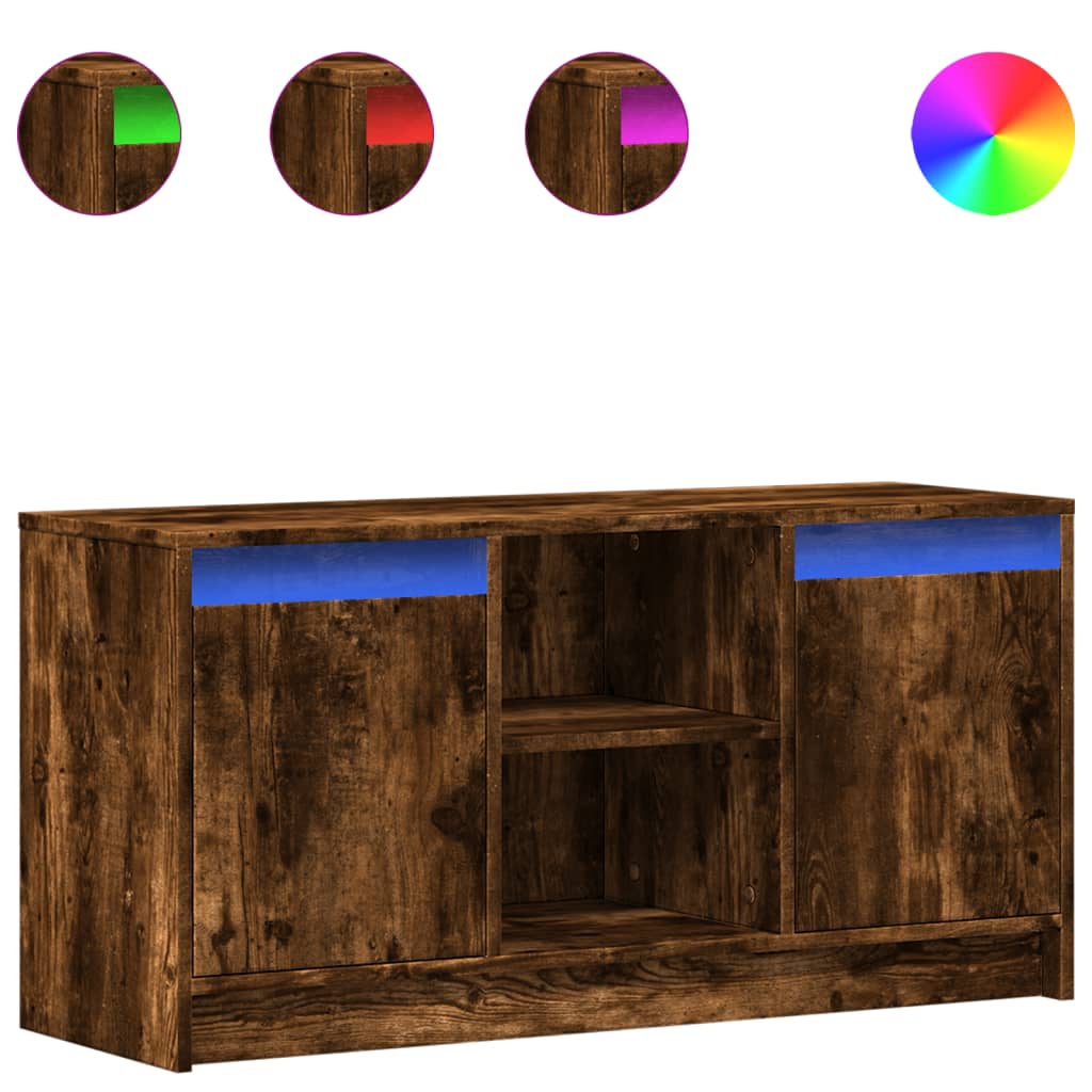 Mobile Porta TV con LED Rovere Fumo 100x34x50 cm in Truciolato - homemem39