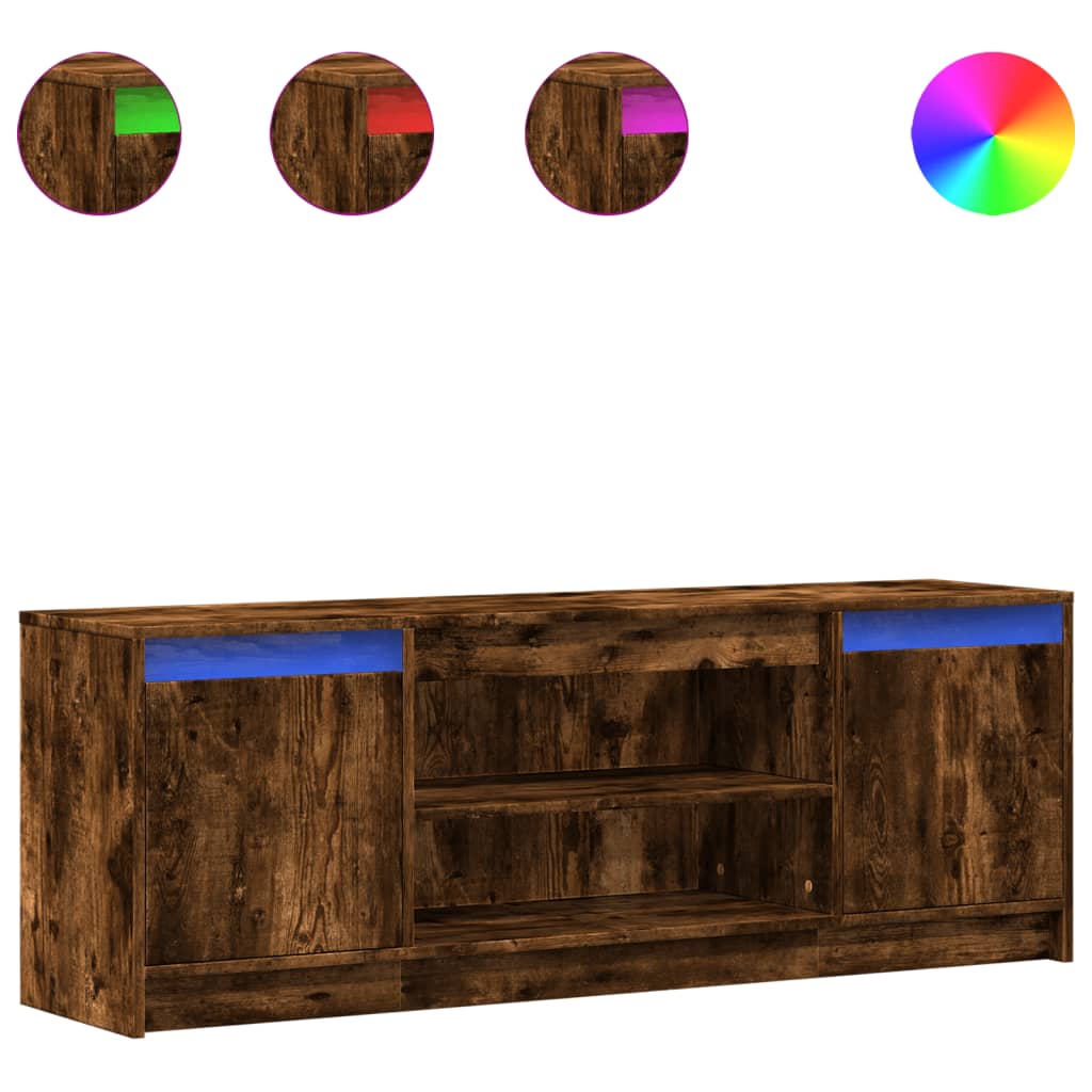 Mobile Porta TV con LED Rovere Fumo 139,5x34x50cm in Truciolato - homemem39