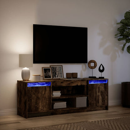 Mobile Porta TV con LED Rovere Fumo 139,5x34x50cm in Truciolato - homemem39