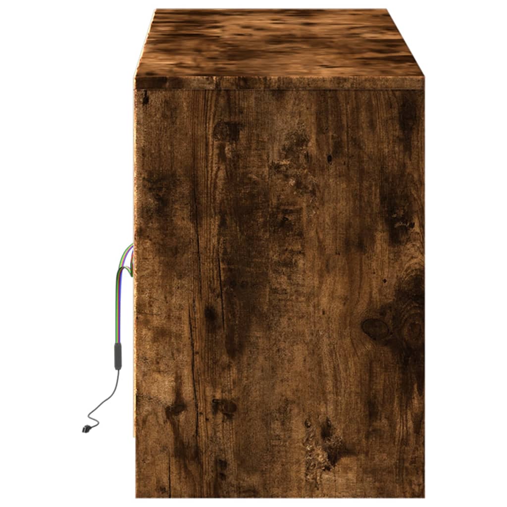 Mobile Porta TV con LED Rovere Fumo 139,5x34x50cm in Truciolato - homemem39