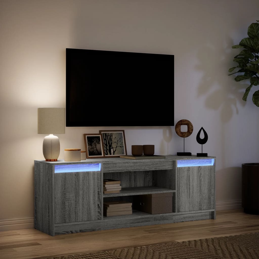 Mobile Porta TV con LED Grigio Sonoma 139,5x34x50 cm Truciolato - homemem39