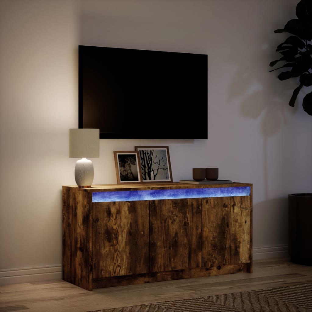Mobile Porta TV con LED Rovere Fumo 100x34x50 cm in Truciolato