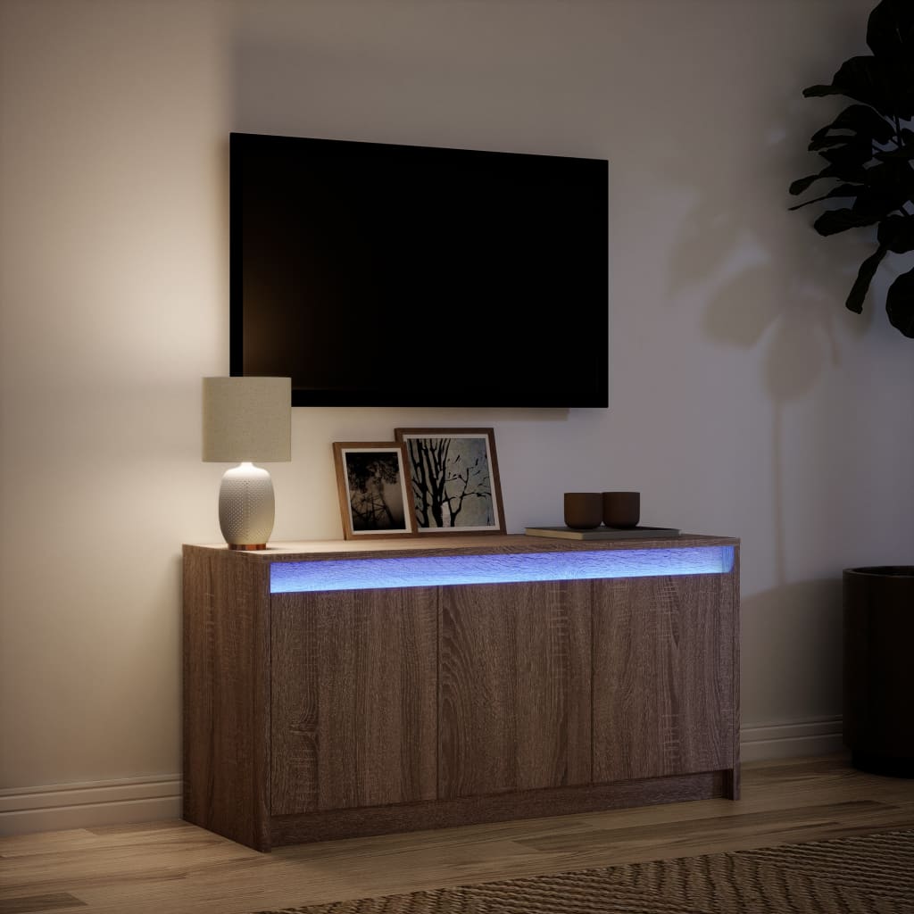 Mobile Porta TV con LED Rovere Marrone 100x34x50 cm Truciolato - homemem39