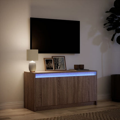 Mobile Porta TV con LED Rovere Marrone 100x34x50 cm Truciolato - homemem39