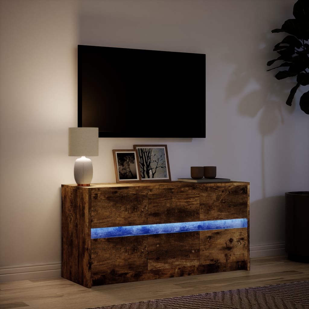 Mobile Porta TV con LED Rovere Fumo 100x34x50 cm in Truciolato - homemem39