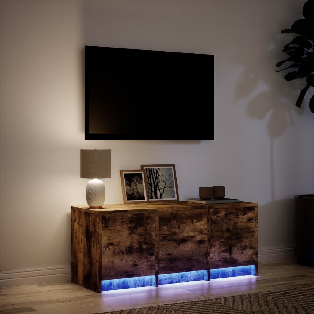 Mobile Porta TV con LED Rovere Fumo 97x34x40 cm in Truciolato - homemem39