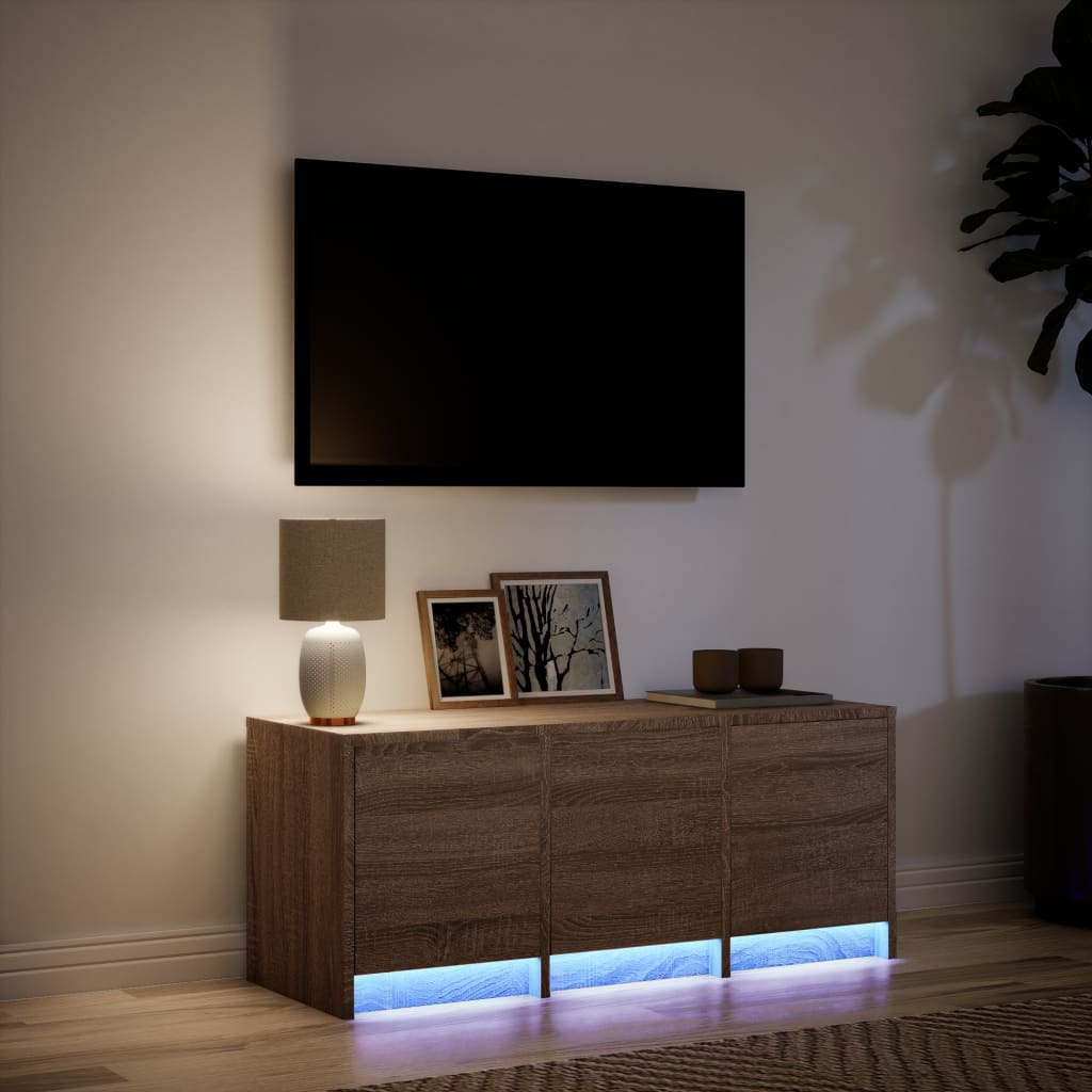 Mobile Porta TV con LED Rovere Marrone 97x34x40 cm Truciolato - homemem39