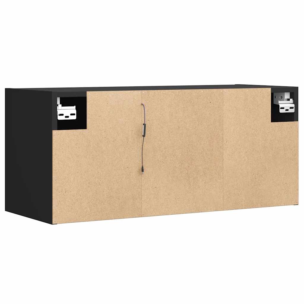 Mobile TV a Parete con Luci LED Nero 80x31x35 cm | homemem39