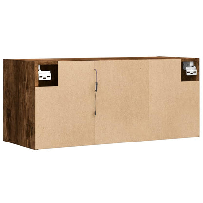 Mobile TV a Parete con Luci LED Rovere Fumo 80x31x35 cm - homemem39