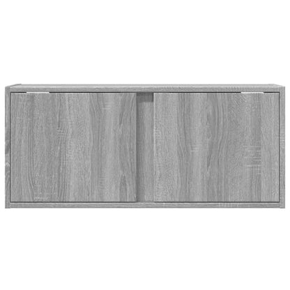 Mobile TV a Parete con Luci LED Grigio Sonoma 80x31x35 cm - homemem39