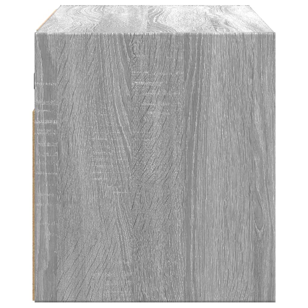 Mobile TV a Parete con Luci LED Grigio Sonoma 80x31x35 cm - homemem39