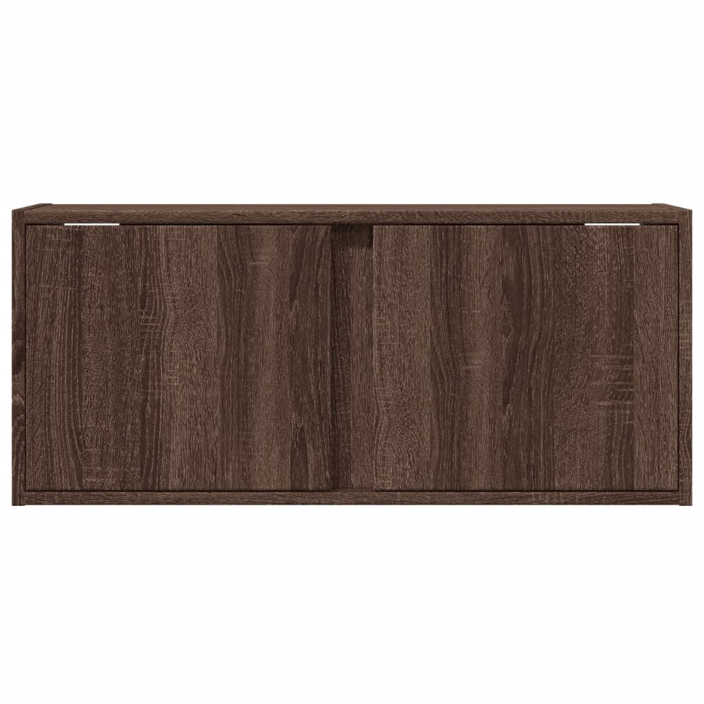 Mobile TV a Parete con Luci LED Rovere Marrone 80x31x35 cm - homemem39