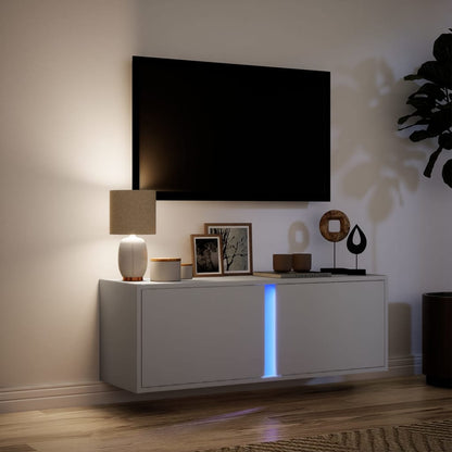 Mobile TV a Parete con Luci LED Bianco 100x31x35 cm - homemem39