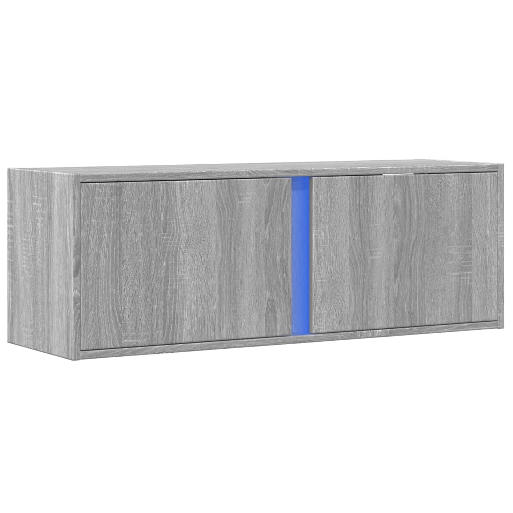Mobile TV a Parete con Luci LED Grigio Sonoma 100x31x35 cm | homemem39